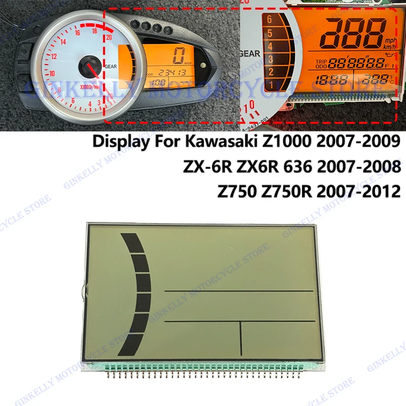 

Motorcycle Meter Display For Kawasaki ZX-6R ZX6R 636 2007-2008 Z1000 2007-2009 Z750 2007-2012 Speedometer Instrument LCD Screen