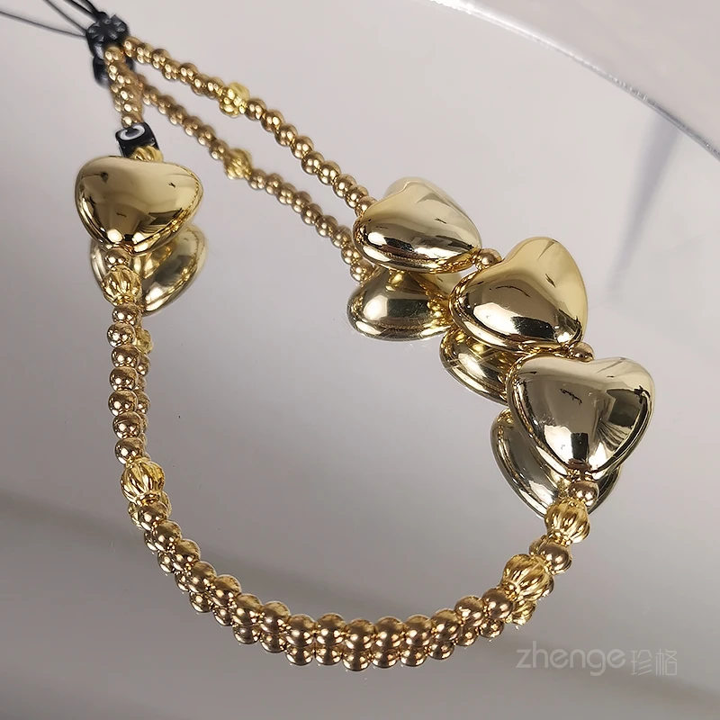 

Браслет с позолоченными бусинами Love, подвеска с боковой стороны, подвесные украшения на запястье из маленькой веревки для мобильного телефона