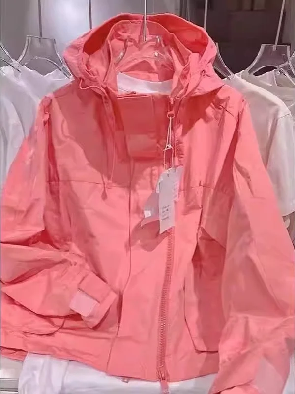 

Женская розовая ветровка больших размеров Jaet Long Sve Faionable Sun Protection Верхняя одежда свободного покроя из полиэстера...