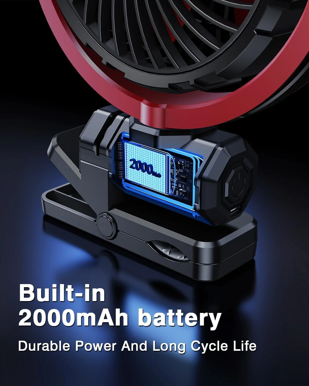 Eary Battery Powered Car Fan 2000mAh Clip On Fan for Car Visor Quiet 360° Rotate Usb Rechargeable for SUV Van Truck Accessories - Image 4