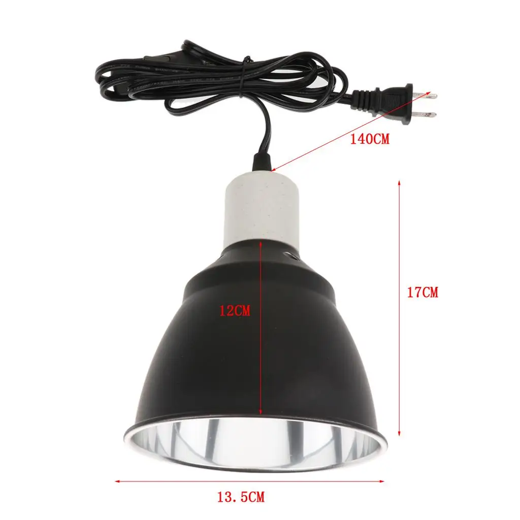 Dome Lamp Fixture for Reptiles Amphibians Poulty Heat Lamp A B Bulb Halogen Bulb & Habitat Lighting Holder 110-120V US Plug images - 6