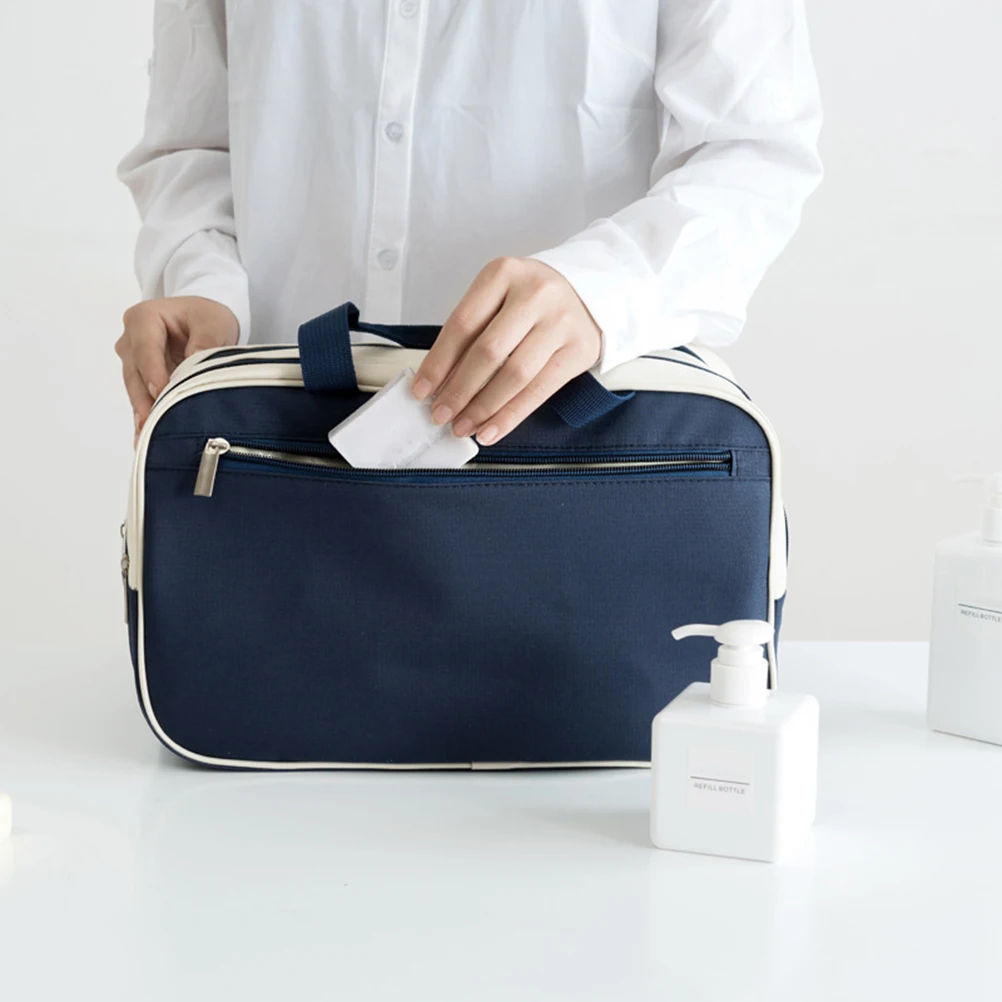 Large Capacity Waterproof Sports Bag 20L Dark Blue Creamy White Moist Separated Compartment For Tote Wet Dry