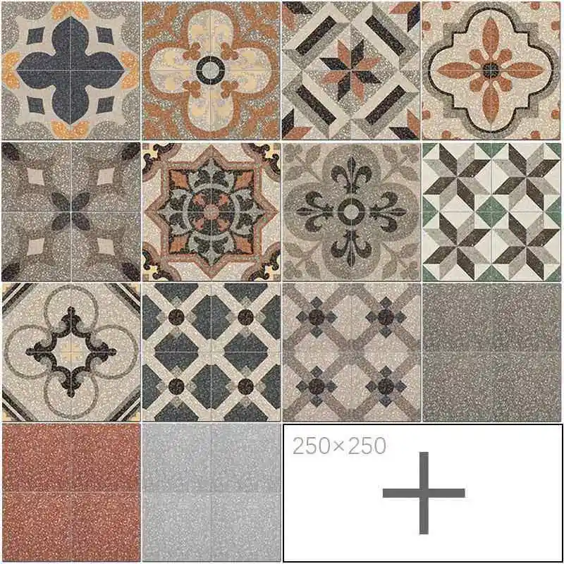 

Parquet floor tiles B & B gray spots non-slip tiles restaurant retro balcony small flower tiles