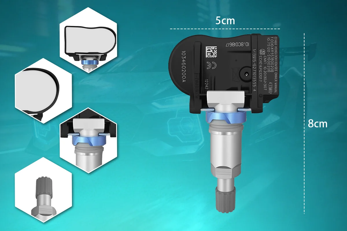 Reifendrucksensor-Monitor TPMS-Sensor für Tesla Model S 2014-2023 Kompatibel mit 1034602-00-A 103460200A S180052068 433MHZ – Detail 3