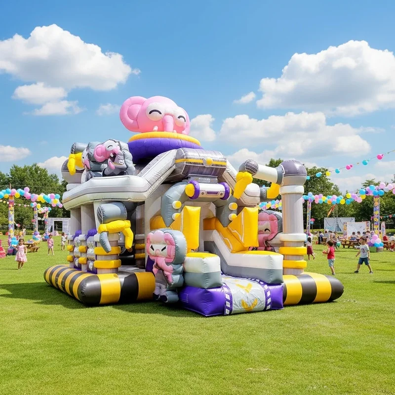 Giant Robot Elephant Inflatable Bounce House Slide Eco-Friendly PVC Material Commercial Grade Inflatable Castle Amusement Park