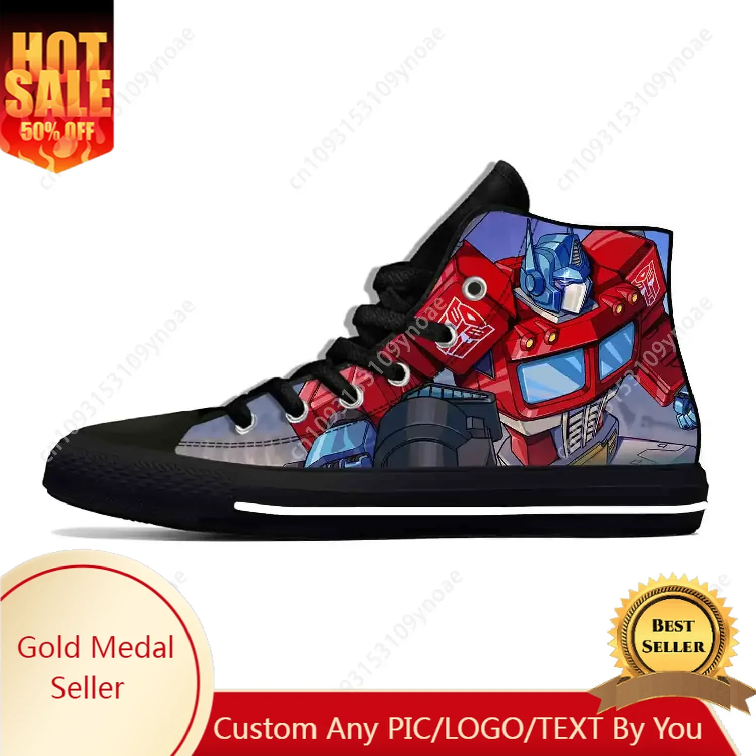 Hot Anime Cartoon Manga Transformer Optimus Prime Casual Shoes Breathable Men Women Sneakers High Top Lightweight Board Shoes