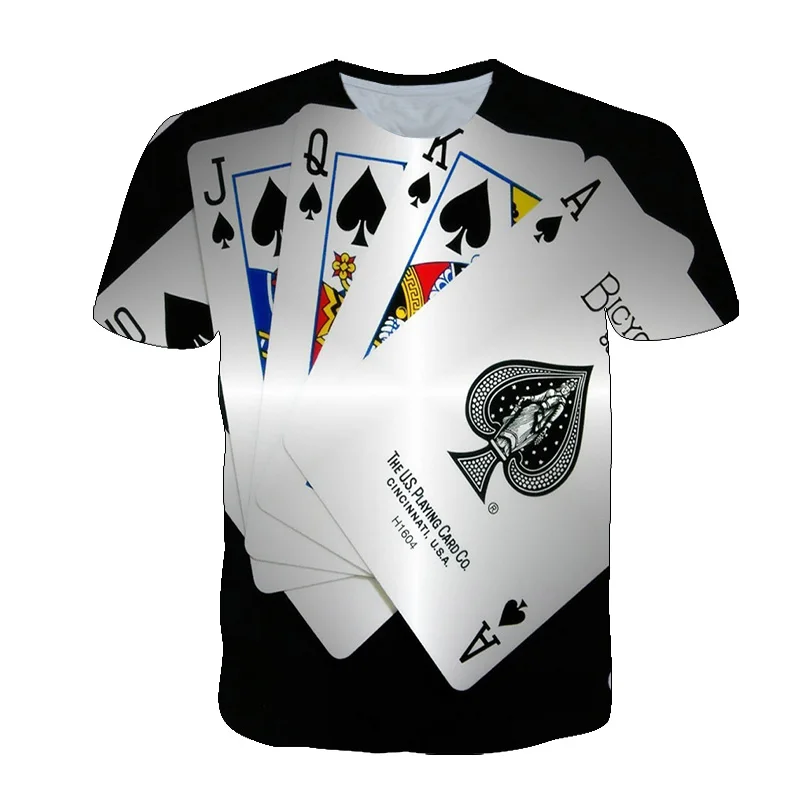 

2021 Fashion Hip Hop Playing Cards Pattern Men t-shirt Summer Casual Interesting Poker Graphic t shirts O-Neck 3D Print T-shirt