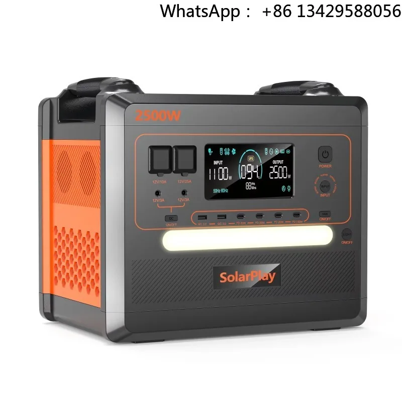 Portable 2500W Solar Power Station 2304Wh Outdoor Home Generator MPPT External Battery Flashlight For Home Emergency Car Use