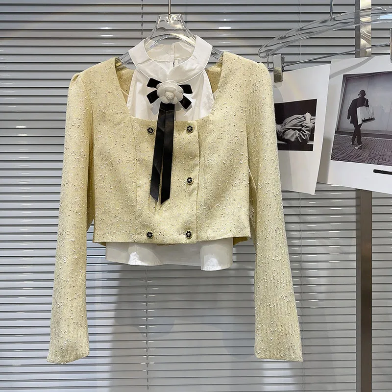 

High-end French White Coat Women's 2025 Spring and Autumn New Fashion Long-sleeved Temperament Commuter Short Jackets Top