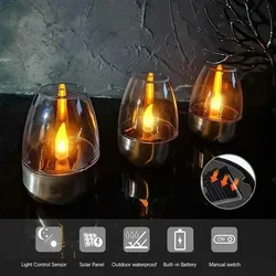 Candles Light LED Solar Flameless Rechargeable Night Light For Wedding Party Garden Decor Outdoor Waterproof Solar Candles Lamp