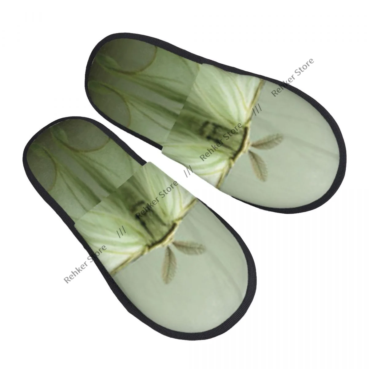 Green Winged Insect Moth Indoor Slippers Furry Slipper Winter Home Shoes House Flat Closed Toe Slides Flip Flops