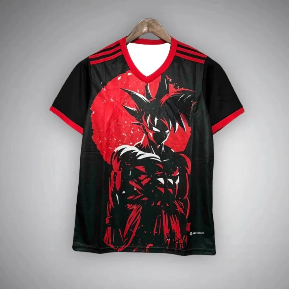 

Dragon Ball Goku Soccer Jersey - Black & Red Silhouette Graphic Anime - Inspired Must - Have for DBZ & Football Fans