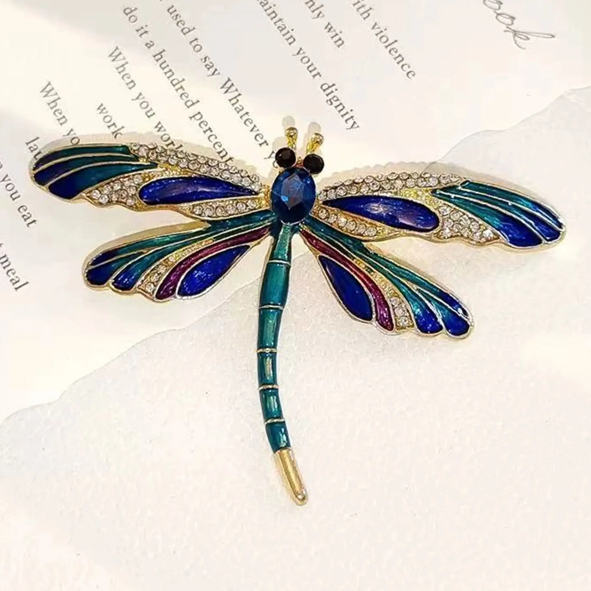 Luxury Rhinestone Dragonfly Brooches for Women Unisex Enamels Insects Pins Banquets Party New Year Gifts Jewelry Accessories