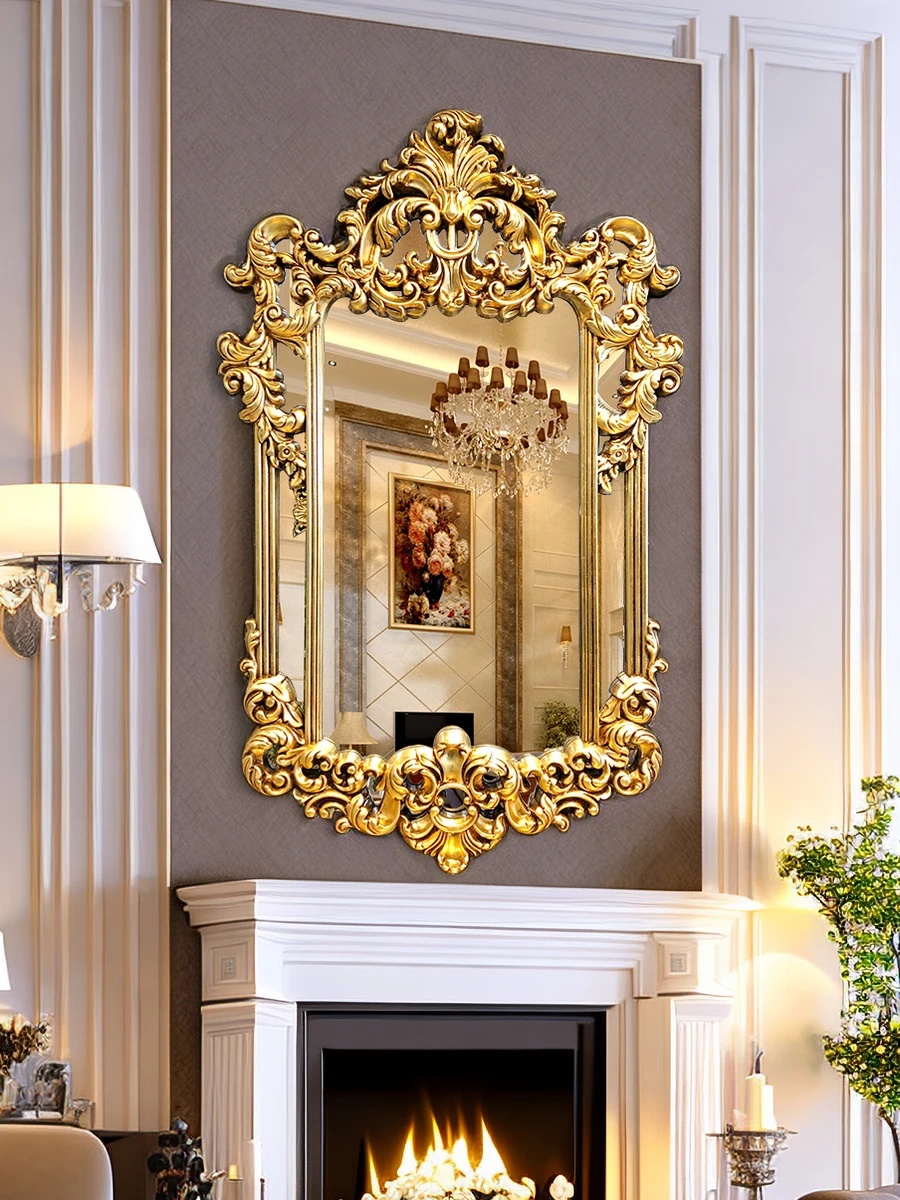 

Европейское и американское зеркало для ванной комнаты, настенное подвесное ретро зеркало для ванной комнаты, комод, зеркало для крыльца, гостиной, резное декоративное
