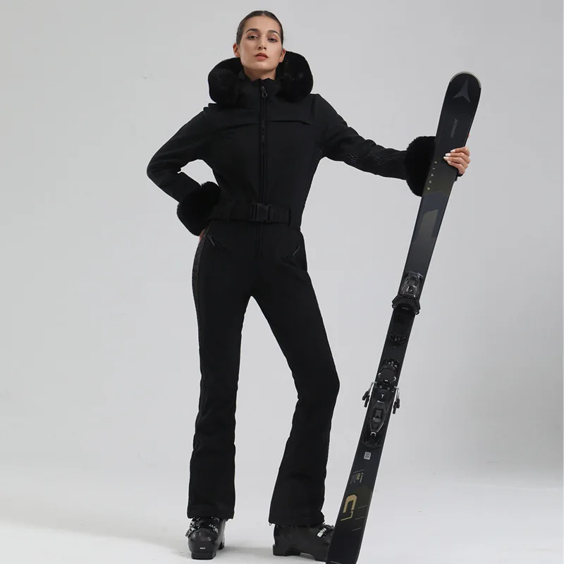 2025 New Women Snow Suits Soft Warm Solid Waterproof Windproof Outdoor Skiing Suites Sports Breathable Winter Thin Ski Jumpsuits
