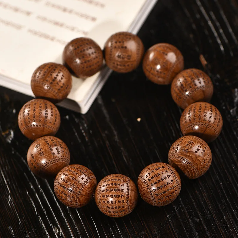 

Liudaomu Old Material Carving Bead Heart Sutra Craftsmanship Playful Plate Self Wearing Buddha Beads Hand String Men s And Wood