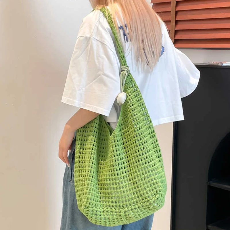 

Leisure Hollow Out Knitted Handbags For Women Summer Versatile Large Capacity Single Shoulder Underarm Bags Female Tote Bag
