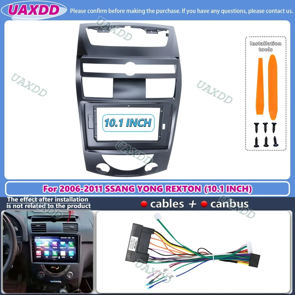 Car Audio 10.1INCH Screen Head Unit Dash Fascia Panel Frame Kit CD Adapter For SsangYong Rexton 2006-2011 Radio Dash Mount Frame