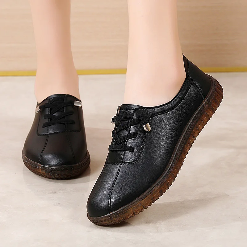 

Lightweight tendon sole women's shoes - spring/autumn mid-soft sole leather slip-ons for pregnant women - summer flat single sho