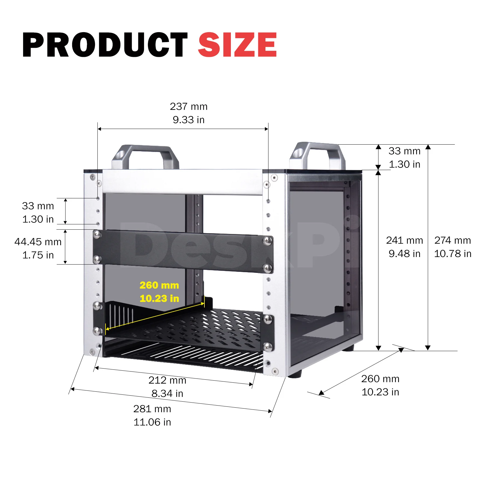 DeskPi RackMate T0-Plus Rak Server, Kabinet Server 4U 10-inci untuk Jaringan, Server, Peralatan Audio dan Video