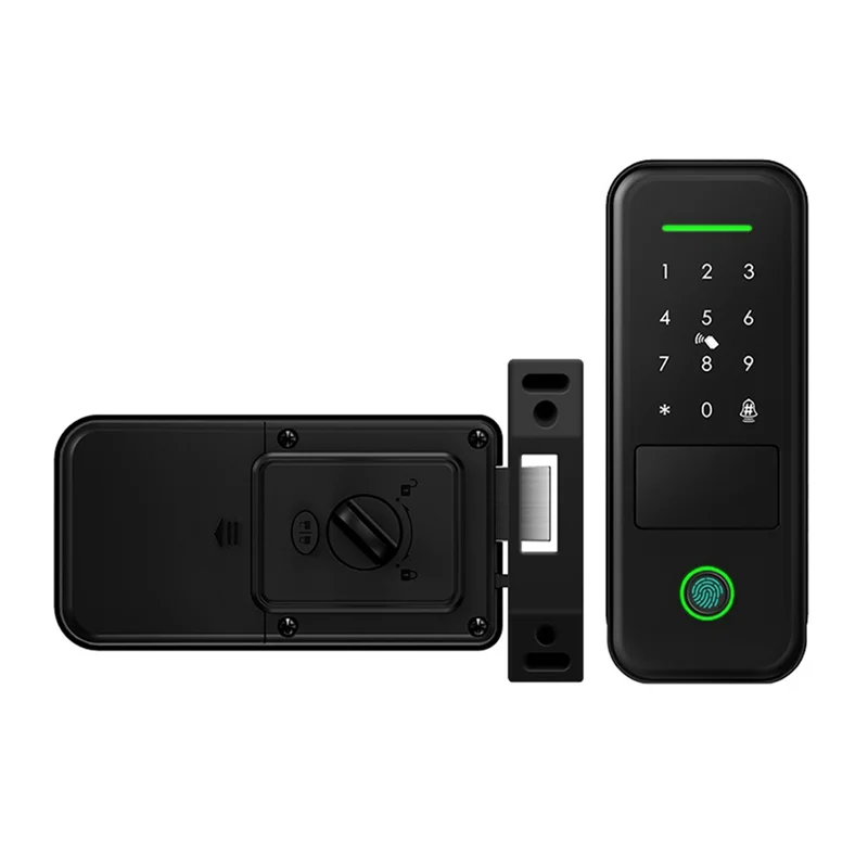

ABKN-Fingerprint Outdoor Garden Lock Remote TUYA WIFI App Smart Life Code Keyless Smart Door Lock Electric Rim Lock
