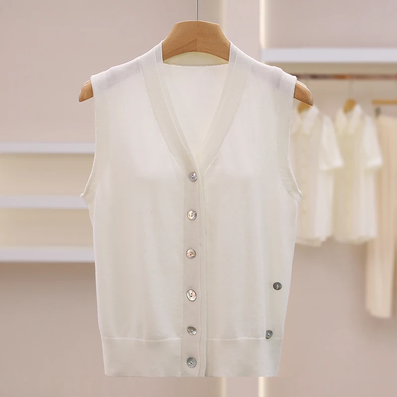 

Yao Design Double Layer Woolen V-Neck Button up Sweater Vest 2026 Spring Women's Casual Style Fashion Recommendation