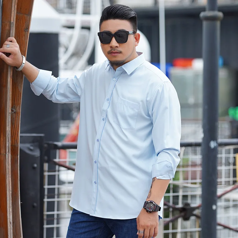 Oversized Long Sleeve Shirts for Men Thin Casual Loose Shirt Plus Size Business Shirt Summer Big Size Long Tops 68-175KG