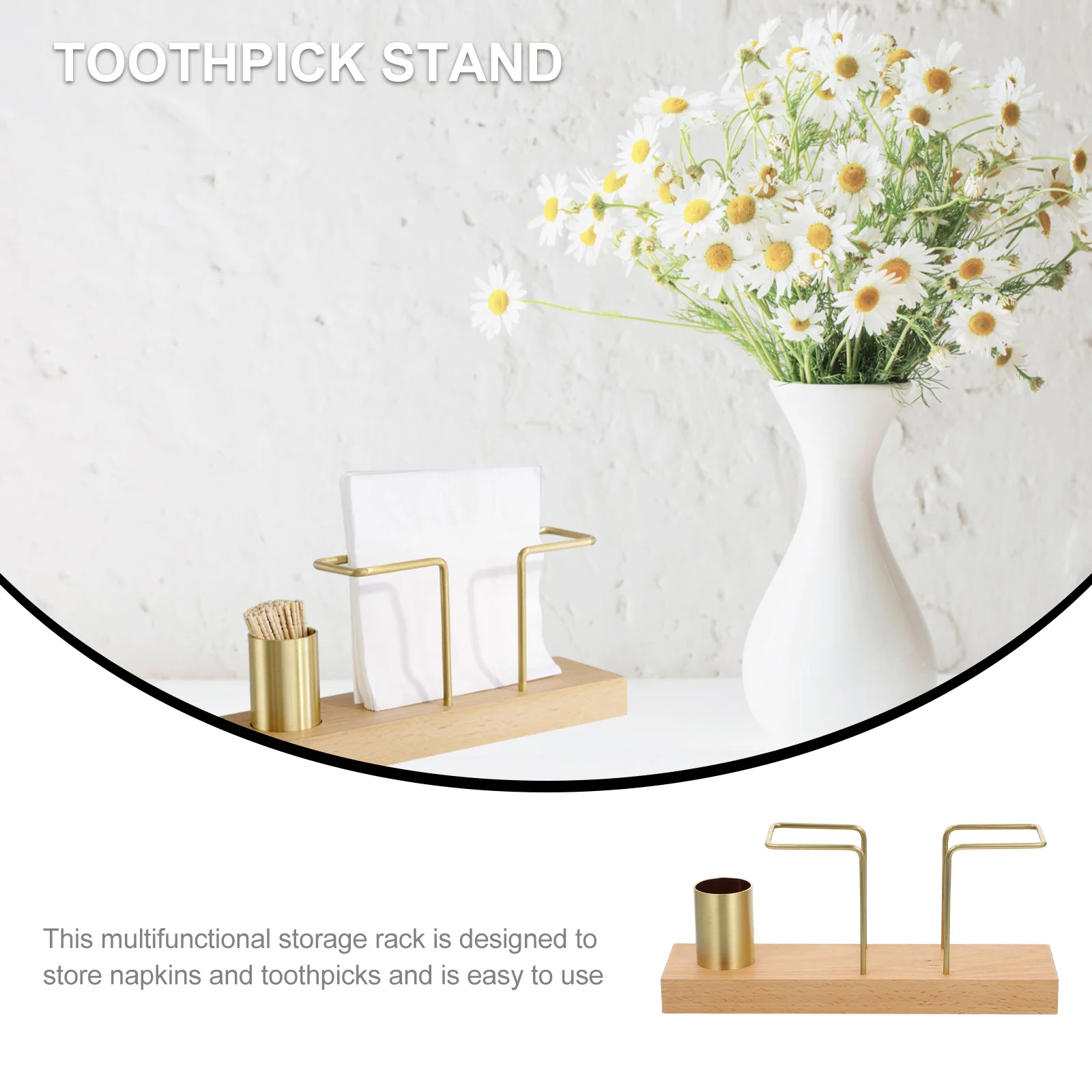 

1Pcs Tissue Holder Toothpick Stand Gold High-Quality Material Stable Base Suitable for Home Hotels Clubs Tissue Holder