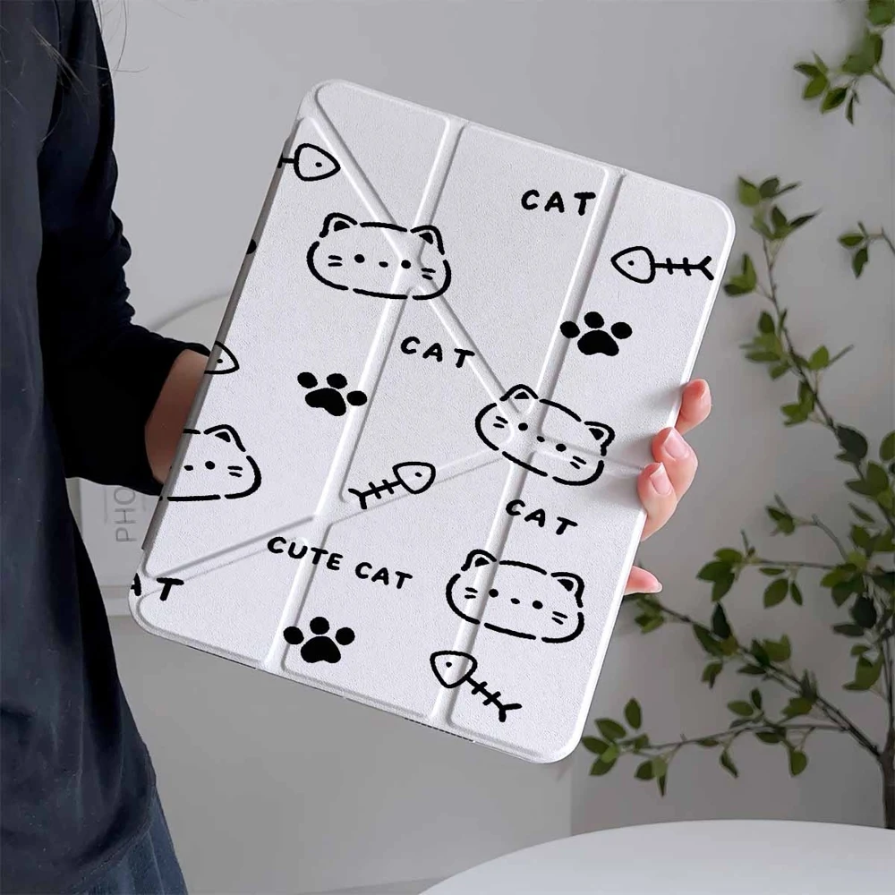 Cute Cat Fish Bone For Samsung Galaxy Tab A8 A9 A11 S6 S7 S8 S9 S10 FE Plus Lite Protective With Pen Slot Tablet Case