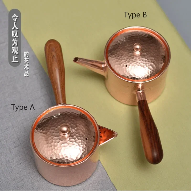 Handcraft Pure Copper Teapot Water Kettle Tea Coffee Pot Hammer Pattern Single Handle Water Boiler Drinkware Tableware