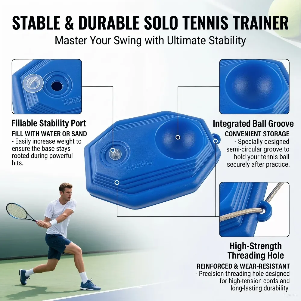 

Tennis Rebounder With String Solo Practice Return Ball Trainer Reaction Training Game For Adults Kids Backyard Beach Home Party