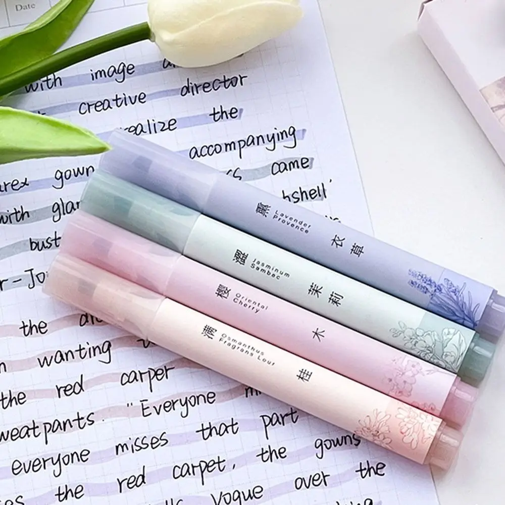 

4pcs/Set Fresh Color Highlighter Pen Smooth Writing Quick Dry Marker Pen Ancient Style Vintage DIY Color Ledger Pen Student