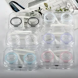 Mini Transparent Cute Portable Contact Lens Case with Tweezer Suction Stick Set for Travel Kit Holder Contact Lenses Box