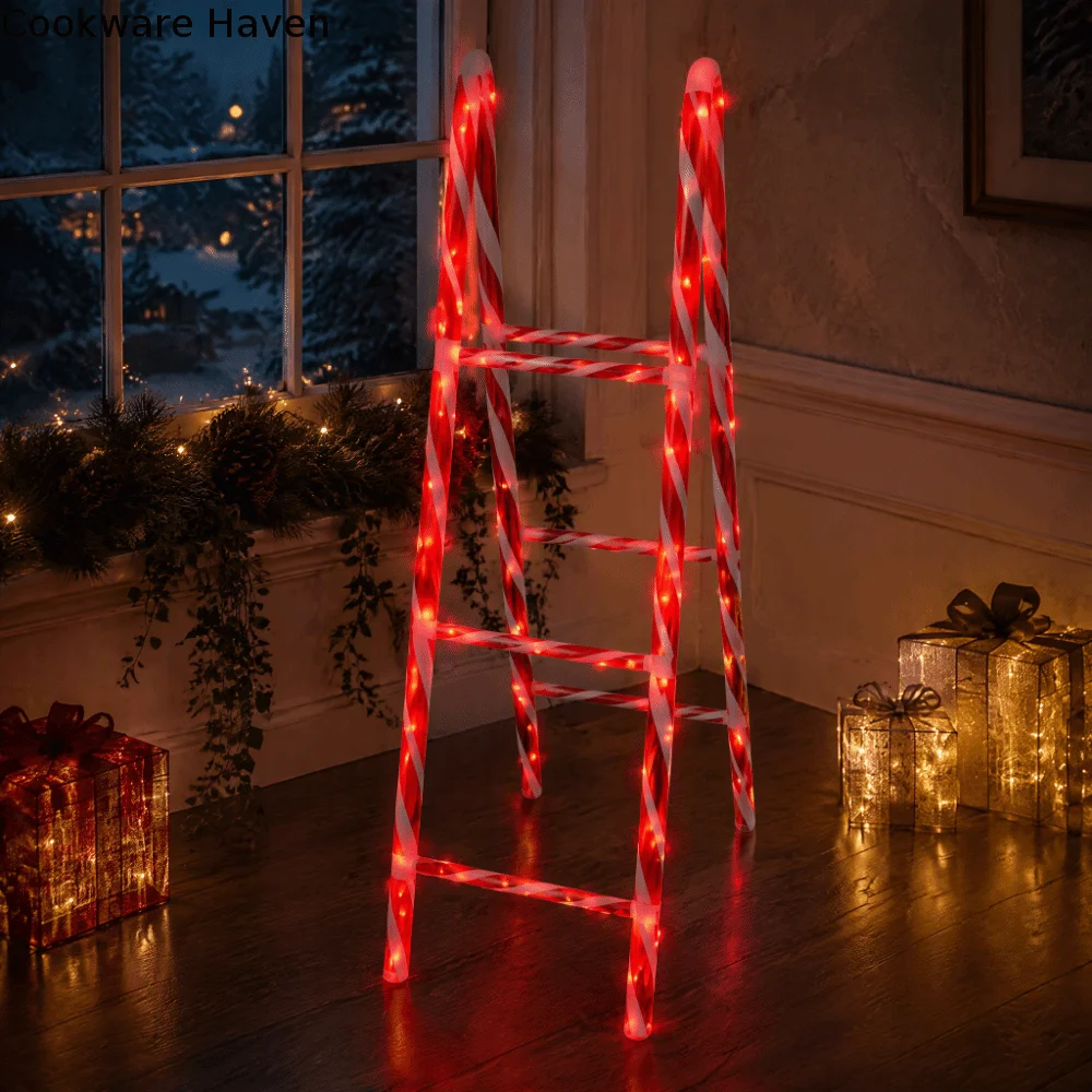 0.5m / 1m Xmas Shop Window Decor Swing,Climb Ladder Novel and Eye-catching Christmas Santa Ornament 3D Fun Christmas Gift Decor