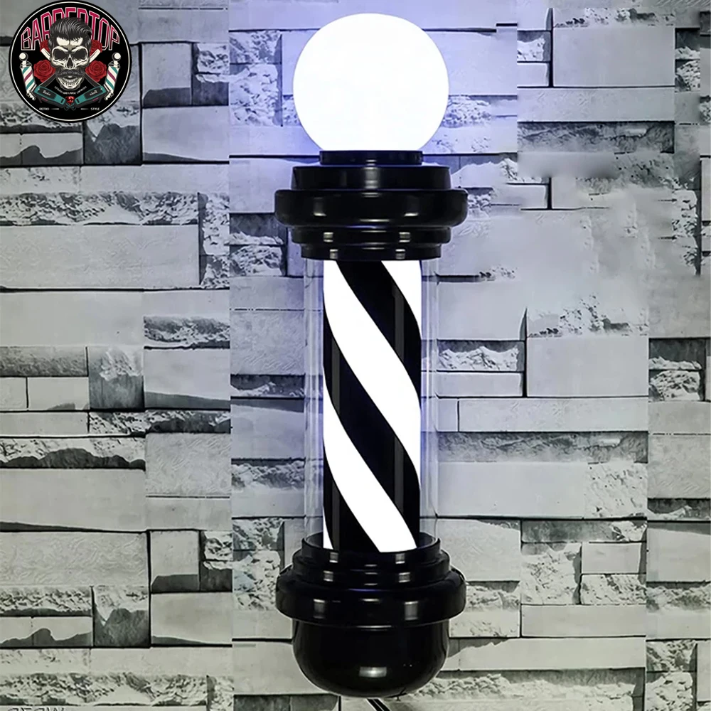 Salon 27 Inch RotatingPole Light Open Sign Barber Shop Outdoor Rotating LED Strips Waterproof Save Energy Wall Mount Nightlight