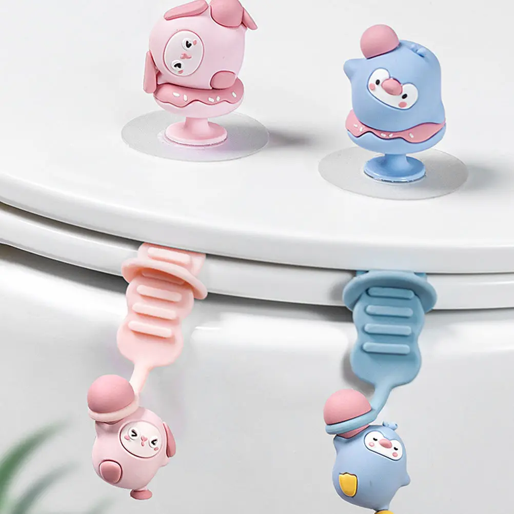 

2Pcs Premium Silicone Toilet Lid Lifter Cute Bunny Style Hands-Free Toilet Seat Lift Handle Bathroom Accessories Travel Friendly
