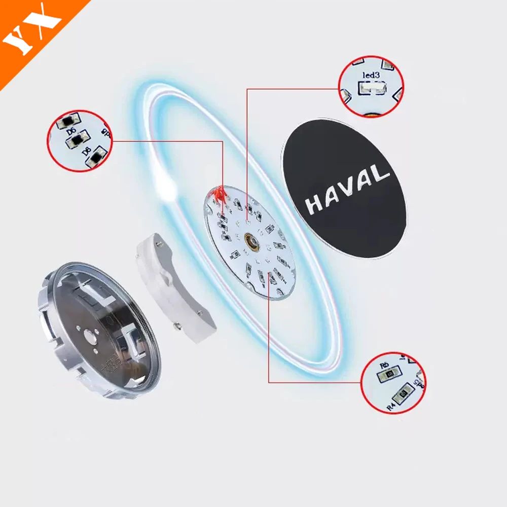 For Haval Jolion H6 M6 F7 Maglev LED Car Wheel Logo Decoration Replacement Accessories