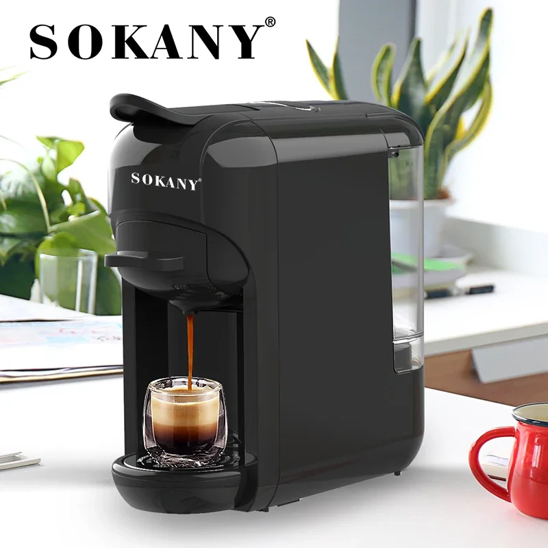 Sokany1450 W-Cafetière à Capsules Haute Puissance, 3 Adaptateurs, Machine à Expresso