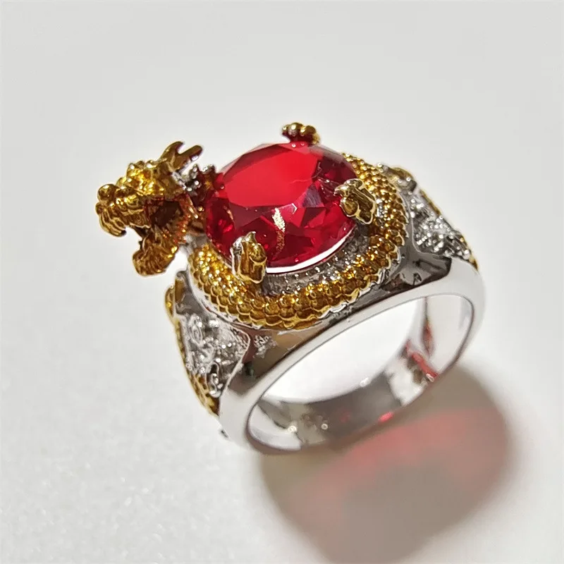 Hot-selling jewelry: 3D engraved powerful dragon ring, European and American style ring view 3