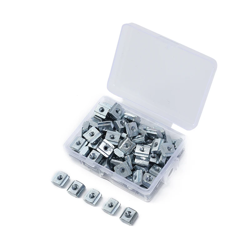 

100pcs/set T-Slot M3 M4 M5 M6 T Slide Nut Fastener Galvanized Nuts for 20 Series Aluminum Extrusion Profile Accessories 2020 CNC