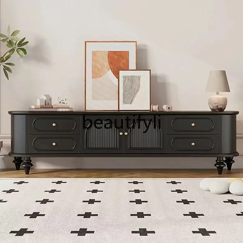 

American medieval solid wood TV cabinet, modern Nordic simplicity, living room light luxury storage cabinet2936