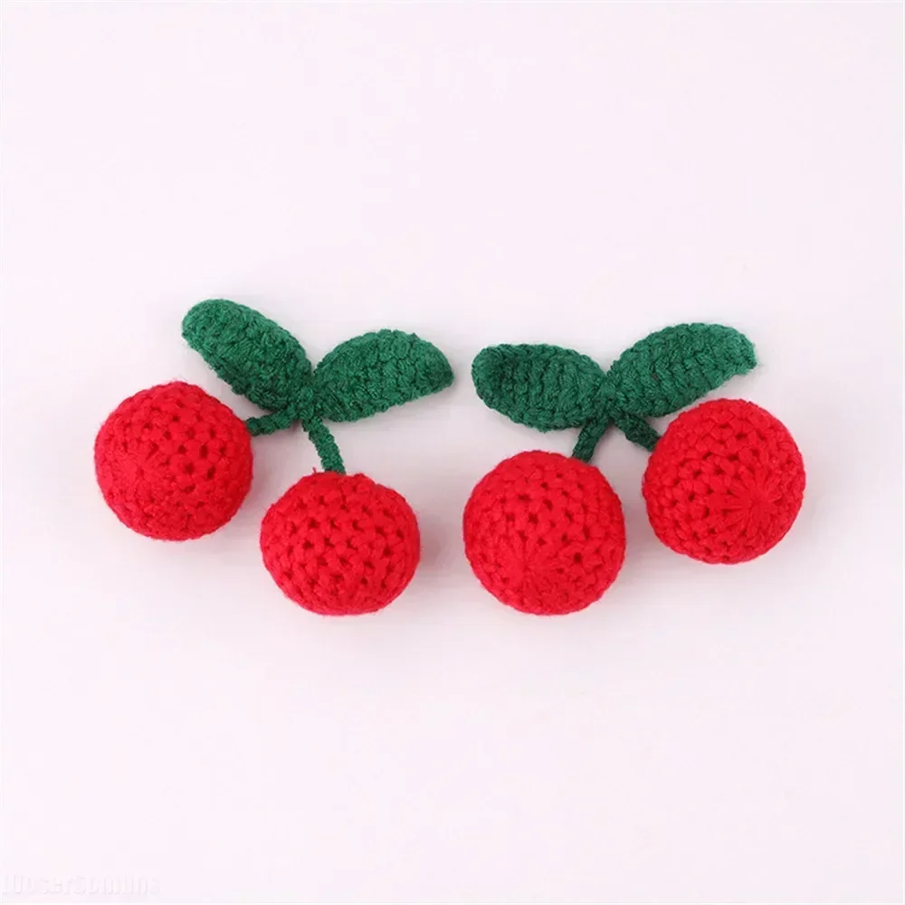 20Pcs Knitted Woolen Yarn Cherry Hook Weaving DIY Ornaments Craft Supplies Clothing Hat Shoe Key Chain Earring Decor Pendant