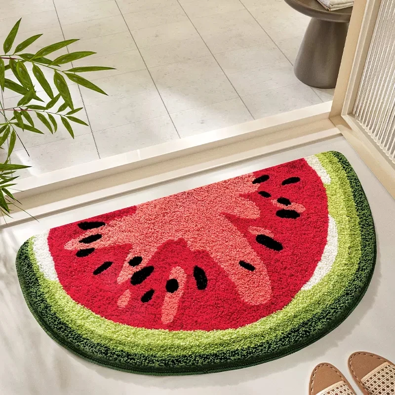 Tufting Fruit Bathroom Mat Colorful Soft Watermelon Kiwi Lemon Carpet Bedroom Rug Floor Pad Doormat Aesthetic Home Decor 45x80cm