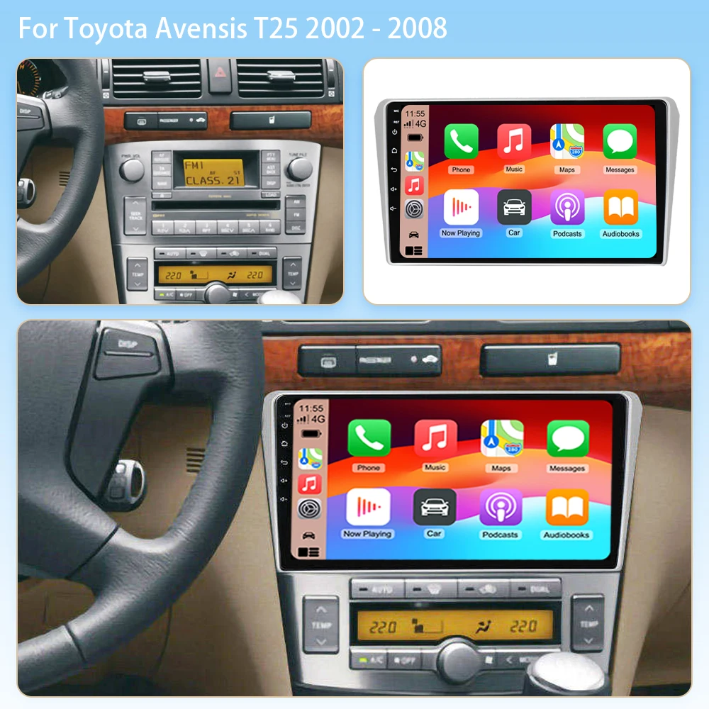 9 Inch Android 16 For Toyota Avensis T25 2002-2008 Car Radio GPS Navigation Multimedia Video Player Stereo Head Unit No 2din DVD view 2