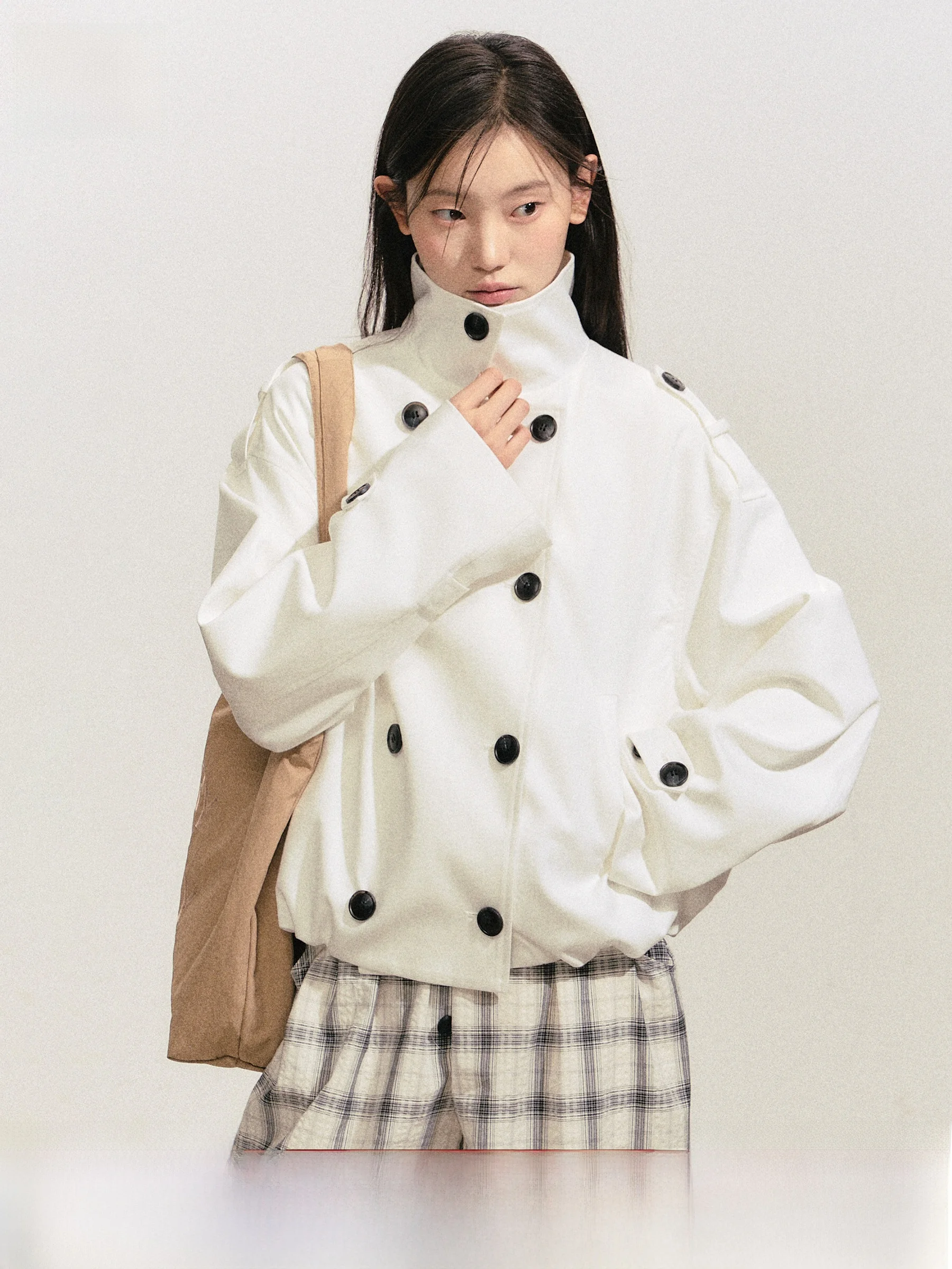 

Куртка-ветровка FFREEDOM Classic женская двубортная плиссированная, утепленная, повседневная, свободного кроя