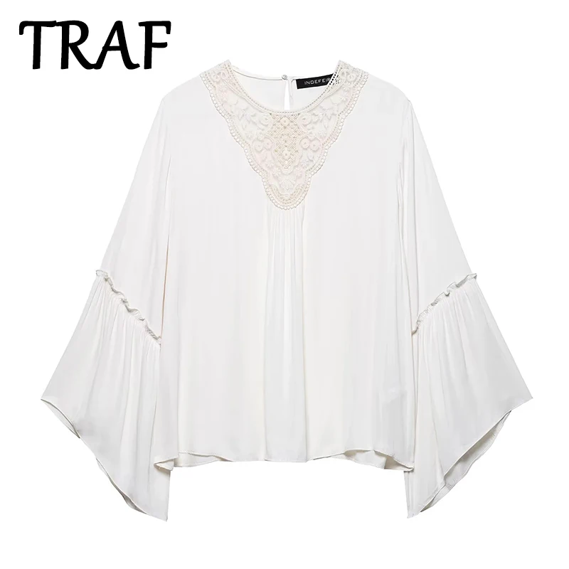 

TRAF Women's Spring Elegant Shirts & Blouses 2025 Summer Long Sleeve Pleated Tops Fashion Casual Streetwear Blouse Tops