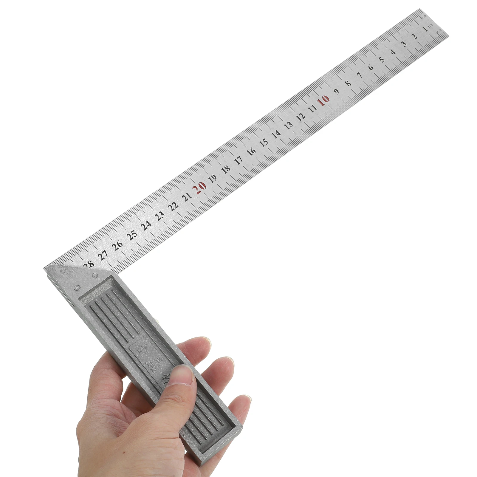 Regla de acero cuadrado en L, herramienta de medición de ángulo recto duradera de 90 grados, cuadrado de carpintero ligero compacto para carpintería DIY