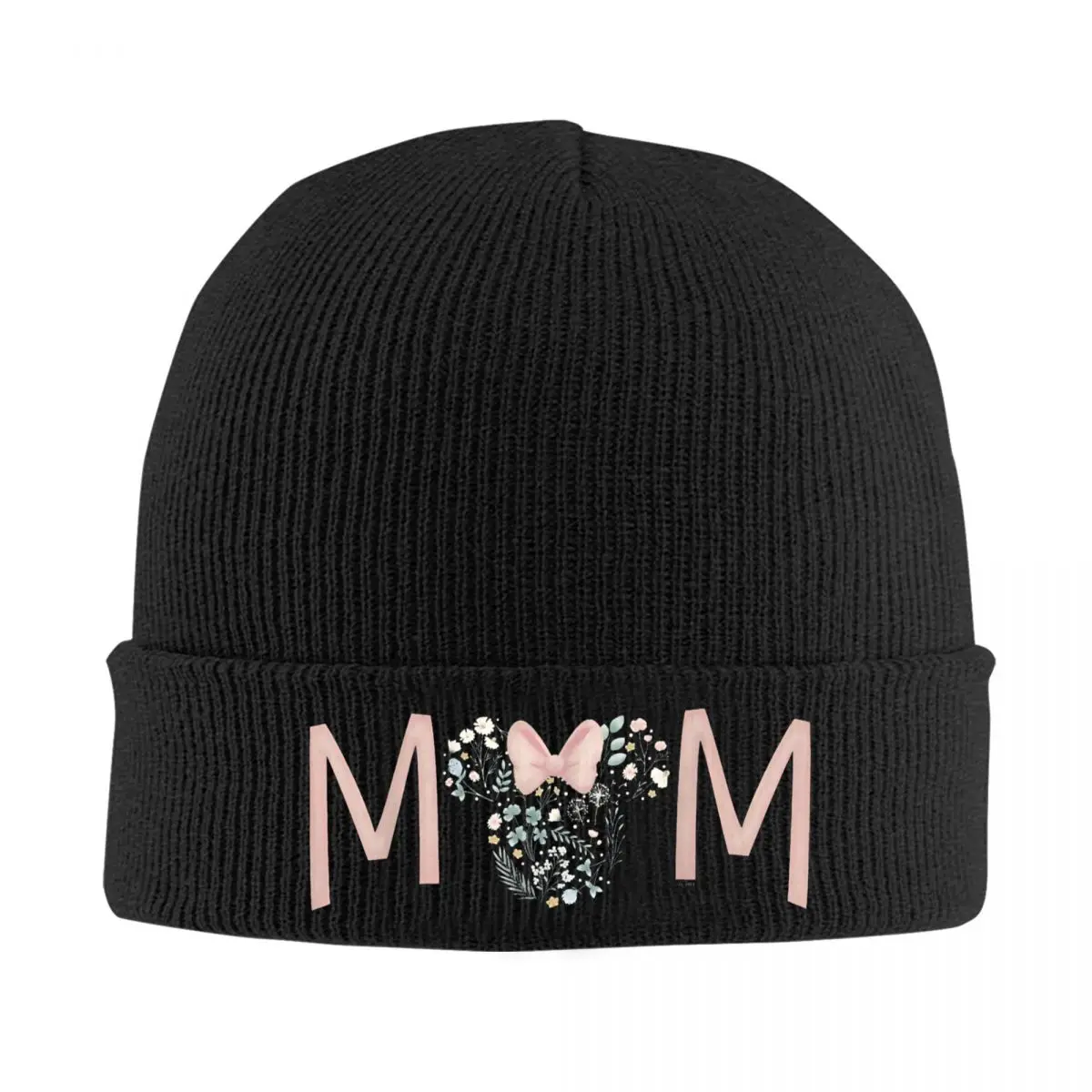 Minnie Mouse-gorro tejido floral para mamá, gorro de punto para hombre y mujer, gorros de Hip Hop para otoño e invierno, gorro cálido acrílico para el día de la madre