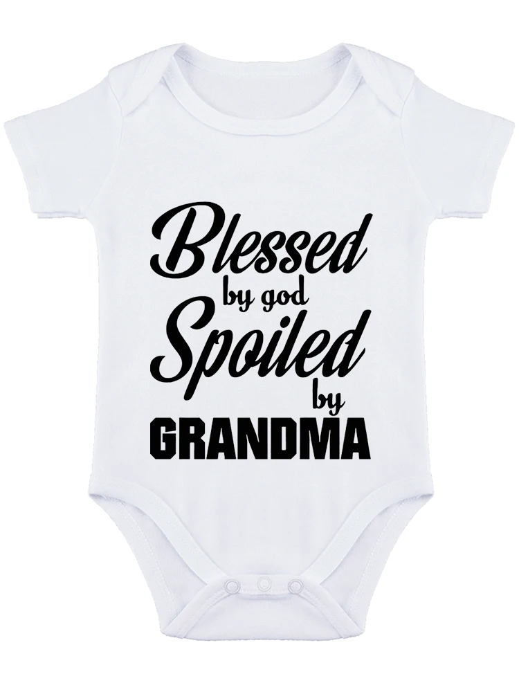 Blessed By God, Spoiled By Grandma Funny Baby onesie Baby Bodysuit Cute Girl Newborn Apparel Baby Boy Clothes