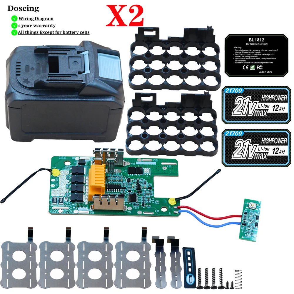 

BL1830 15*21700 Чехол для батареи с BMS PCB Защита от высокой разряда для Makita 18 В DIY Ремонт BL1860 BL1850 BL18120
